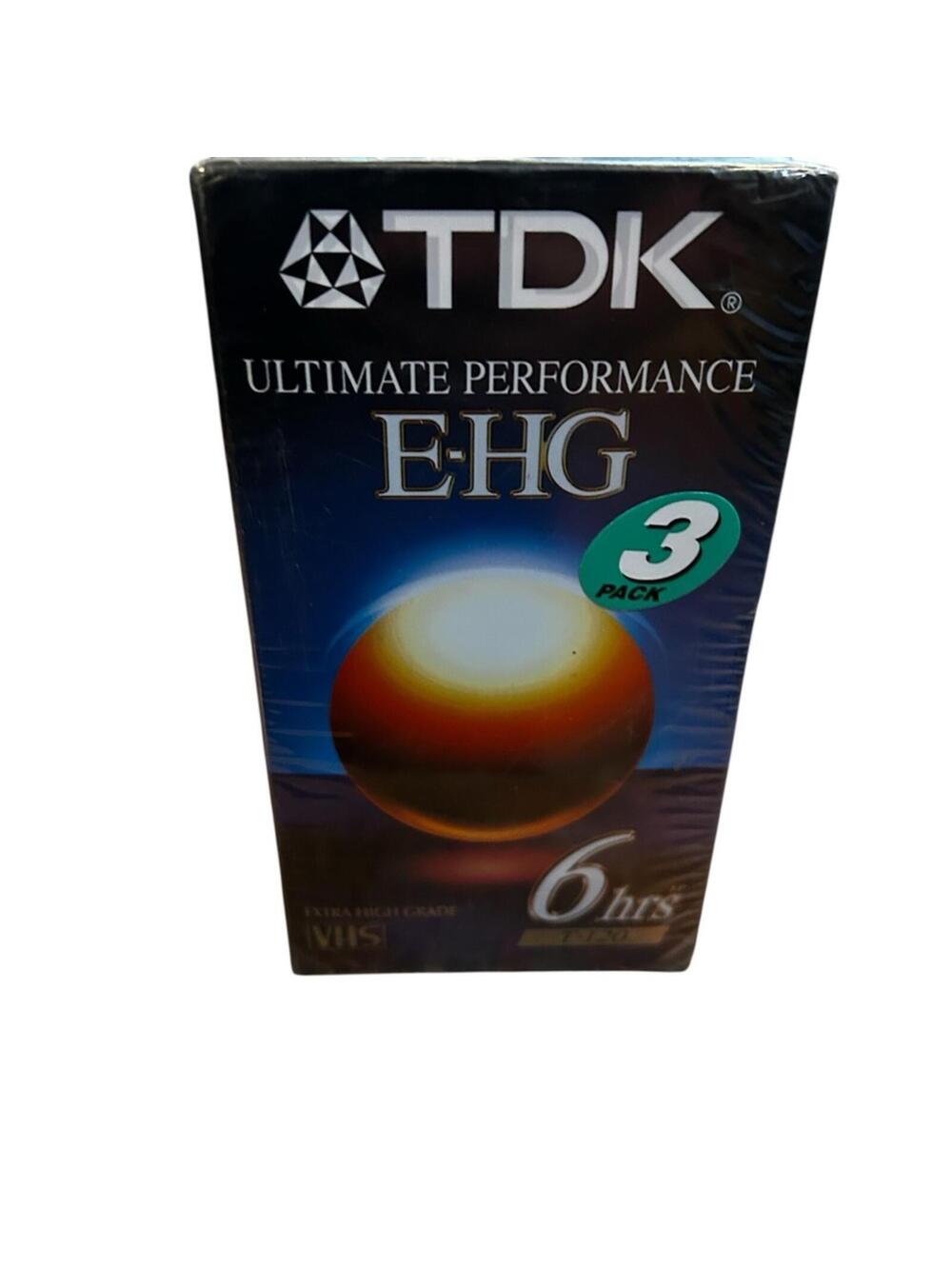 NEW TDK E-HG 6 hour Ultimate Performance T-120 Blank VHS Tape 3 Pk (Seal Wear)
